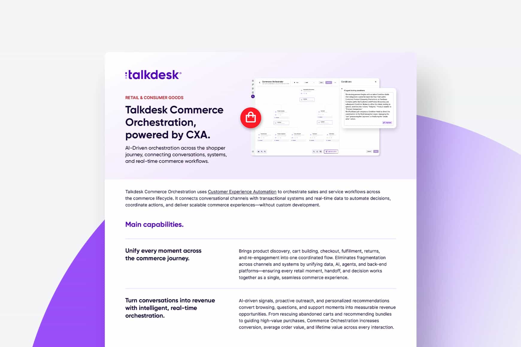 Talkdesk Retail Experience Cloud — Commerce-Orchestrierung