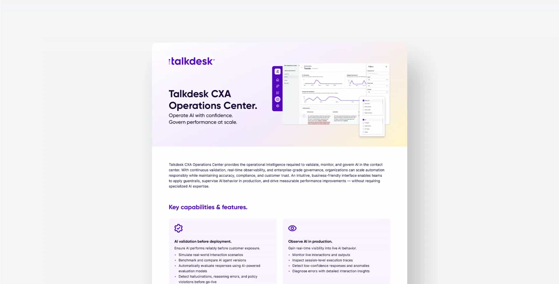 Centro de Operaciones Talkdesk CXA