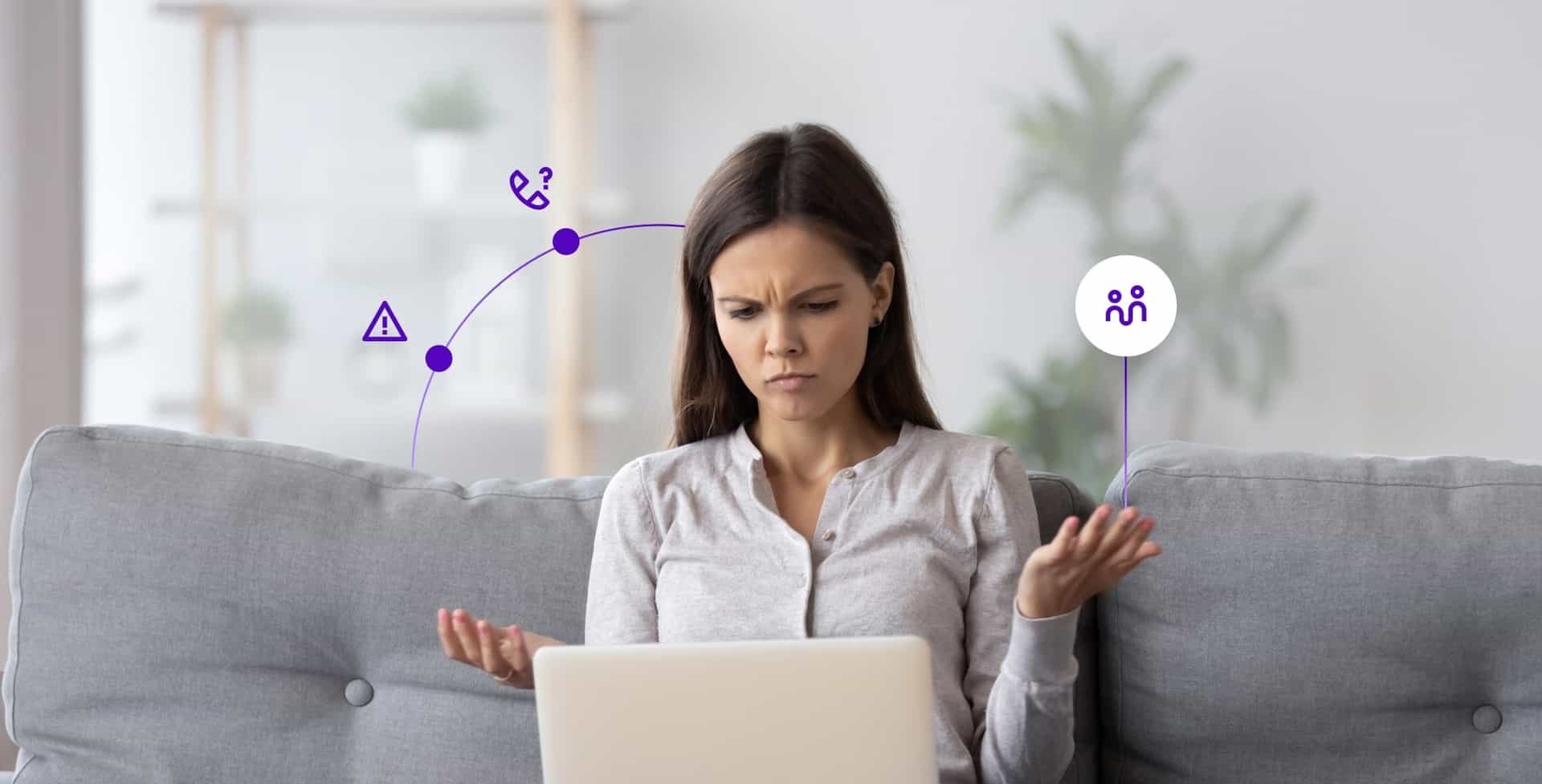 A woman gets frustrated while dealing with a cumbersome customer support.