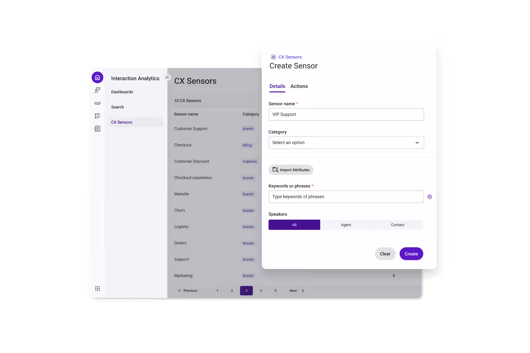 Interaction Analytics Cx Sensors Create