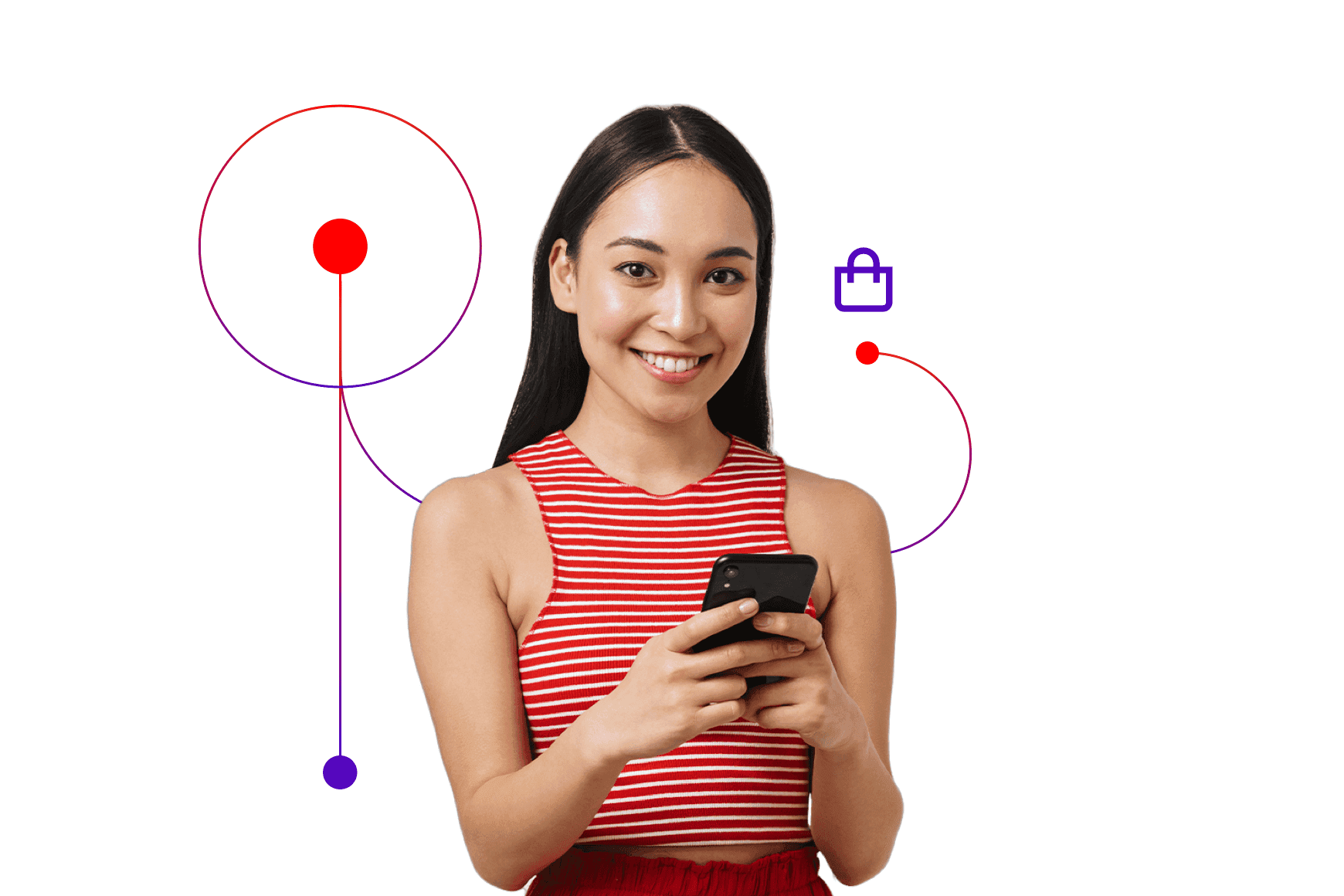 Retail Ecommerce Woman Device White Bg