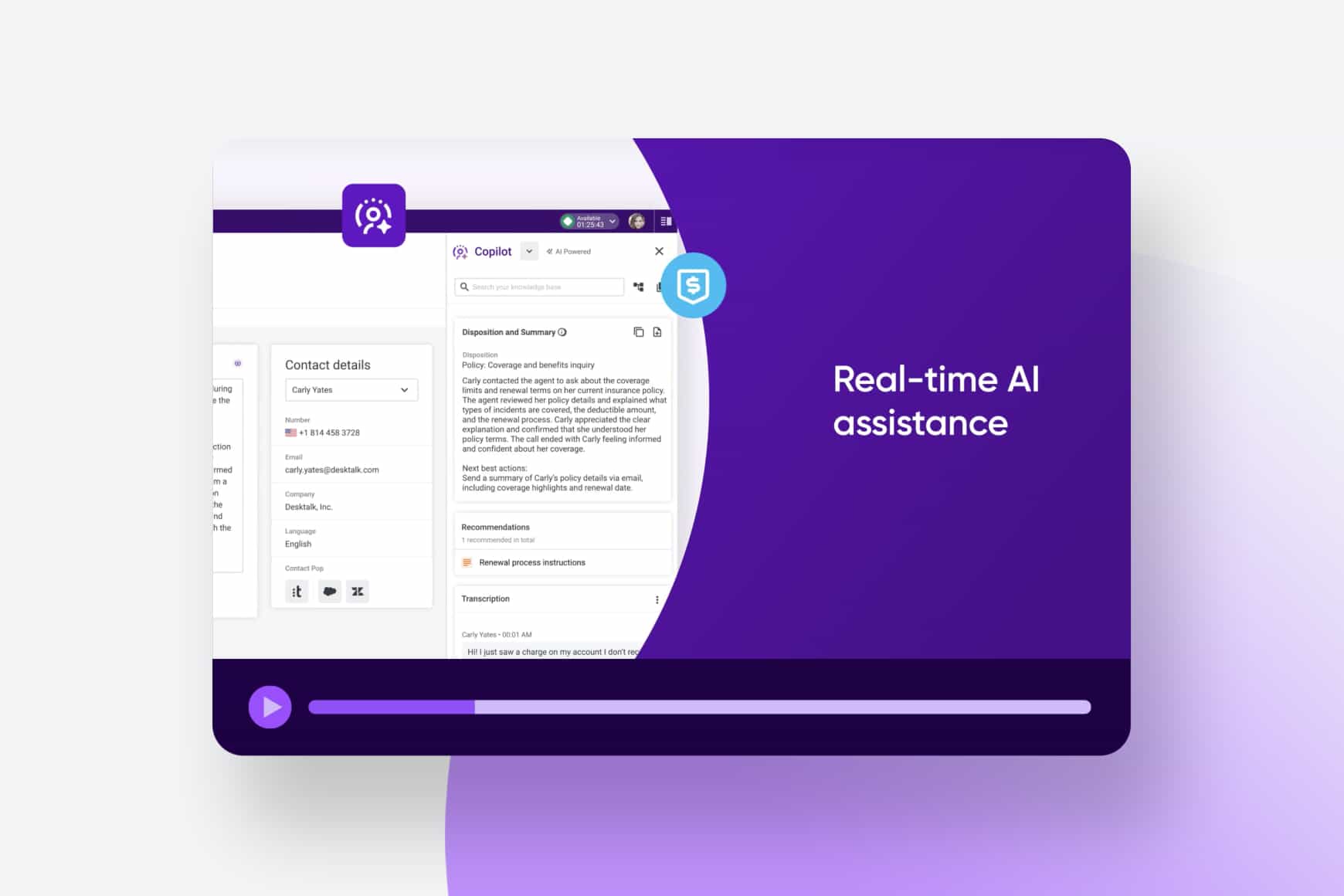 IA da Talkdesk para Seguros