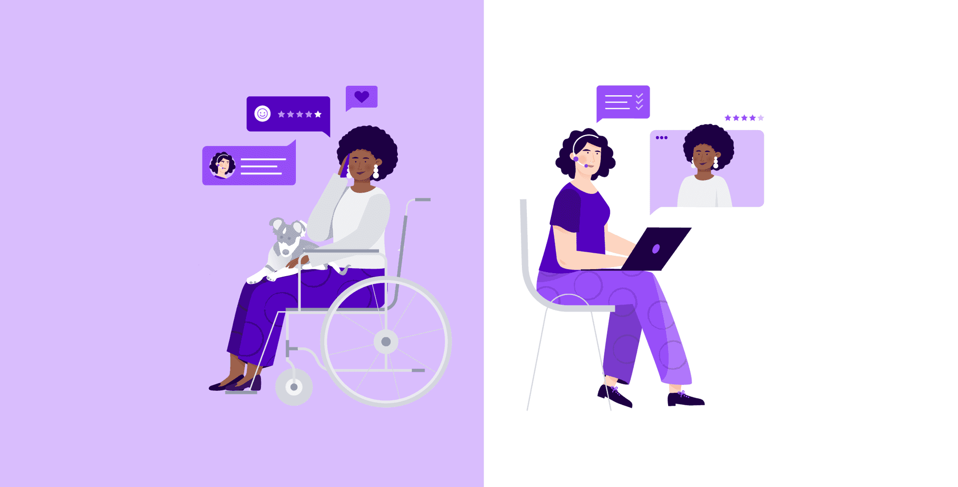 Two women talk through the phone with each other, exemplifying what is customer service