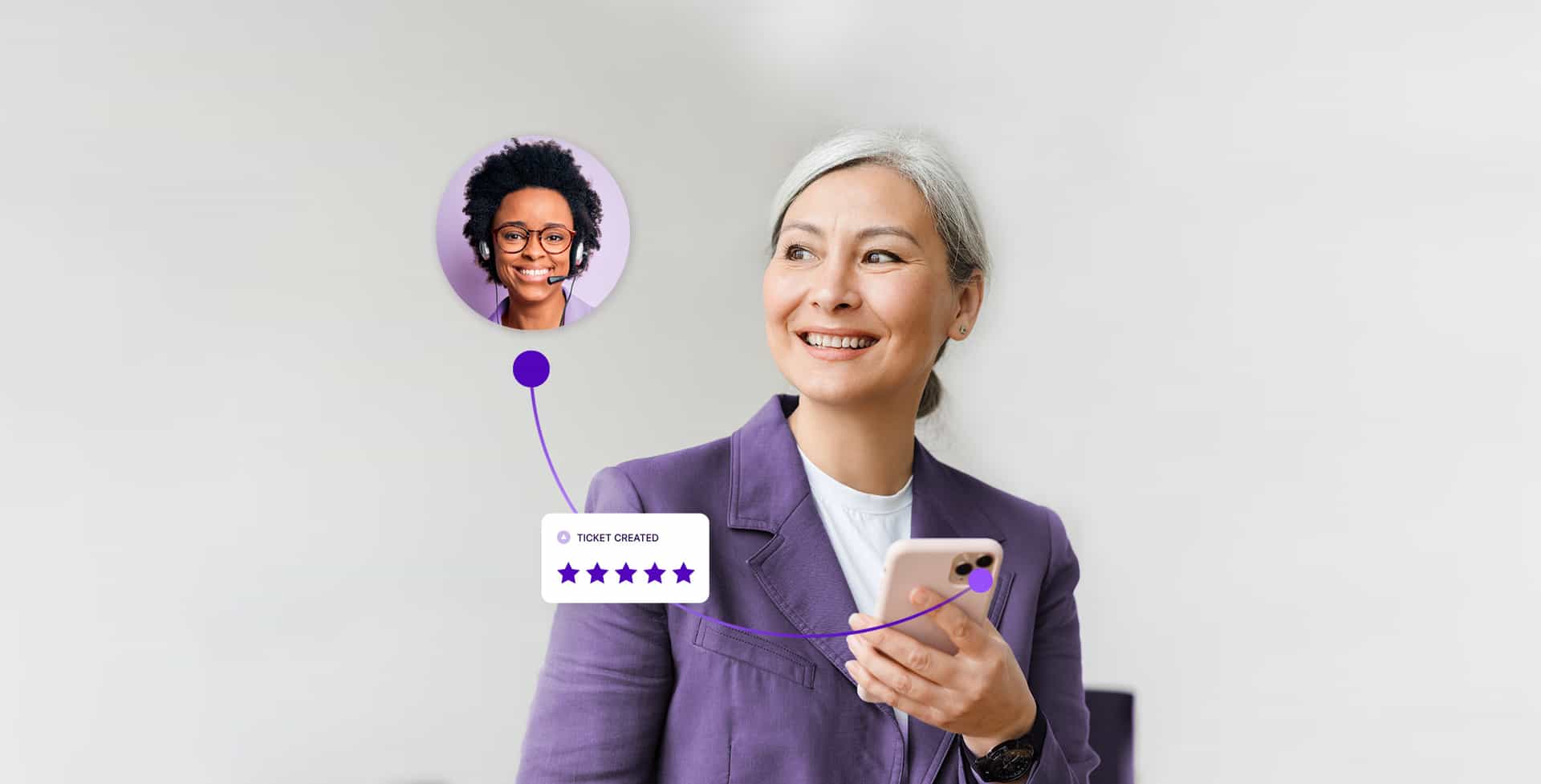 contact center agent creating a ticket in a ticketing system software to solve the problem of a customer