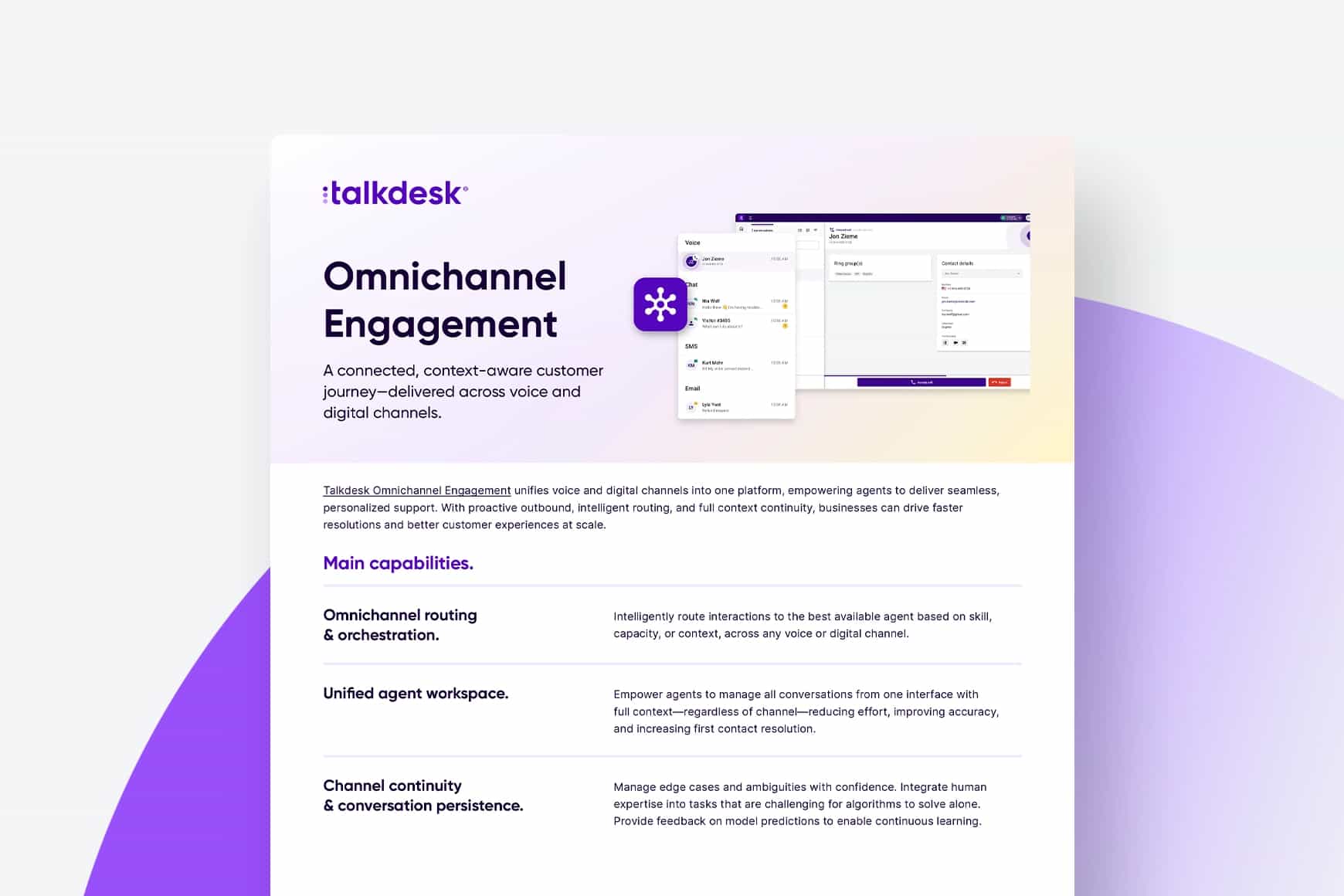 Interação Omnicanal Talkdesk